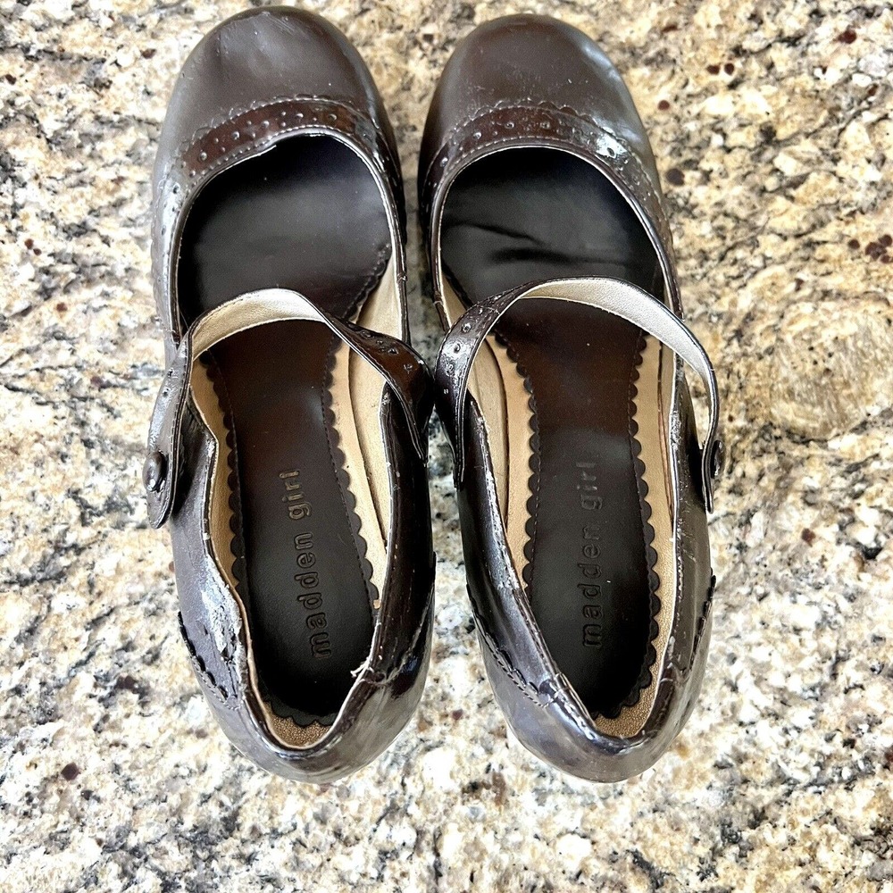 MADDEN GIRL {Size 8} Chocolate Brown Kitten Heels Mary Jane Buckle Round Toe - Picture 8 of 16